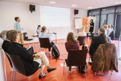 Workshop situation with several participants (one moderator, one presenter, and several listeners).