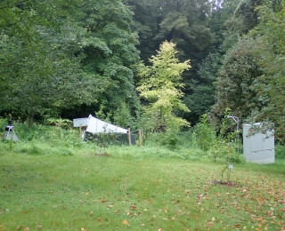 Aufbau einer Teststation im Melbgarten bei Bonn